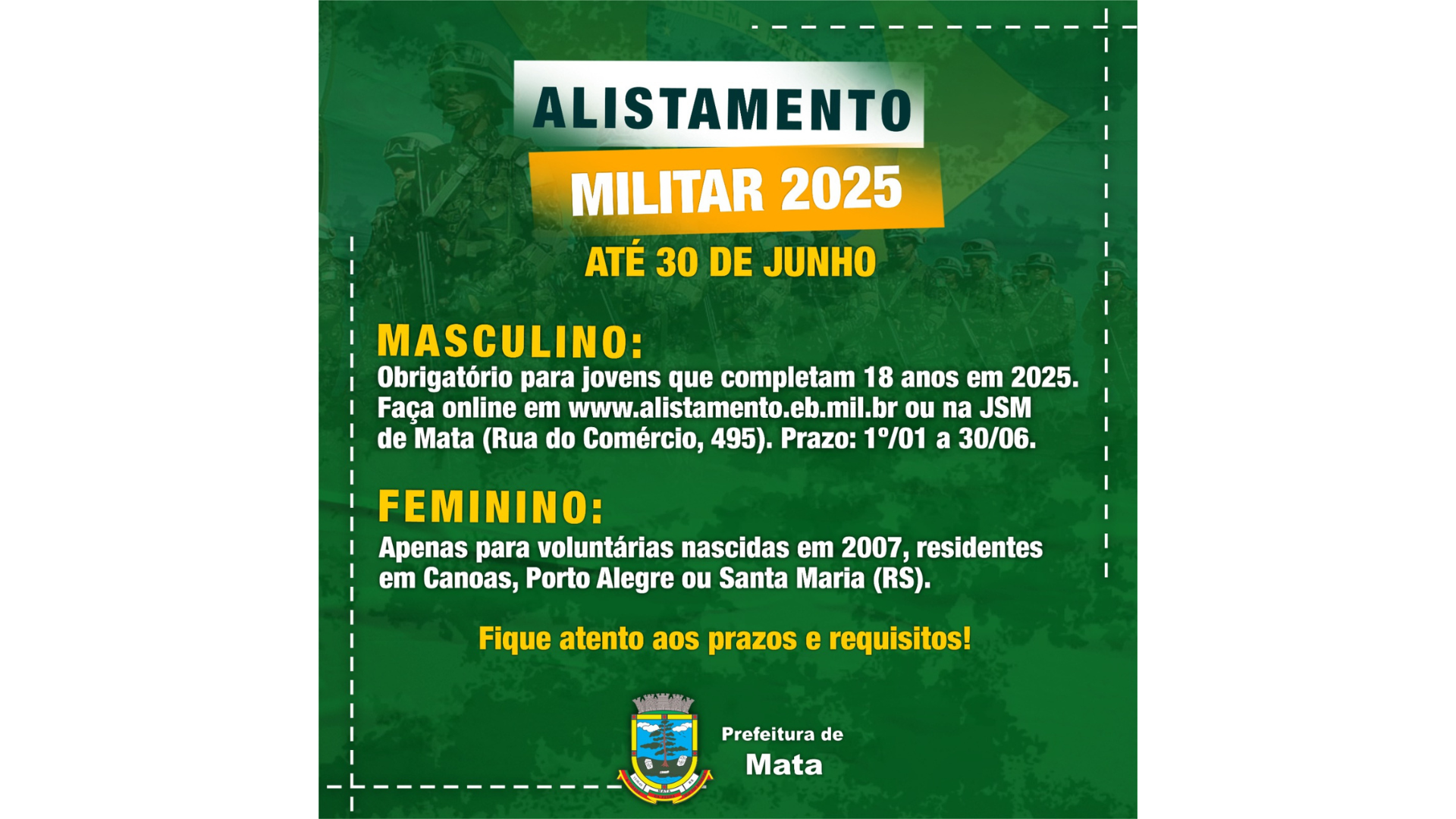 Informações referente ao Alistamento Militar