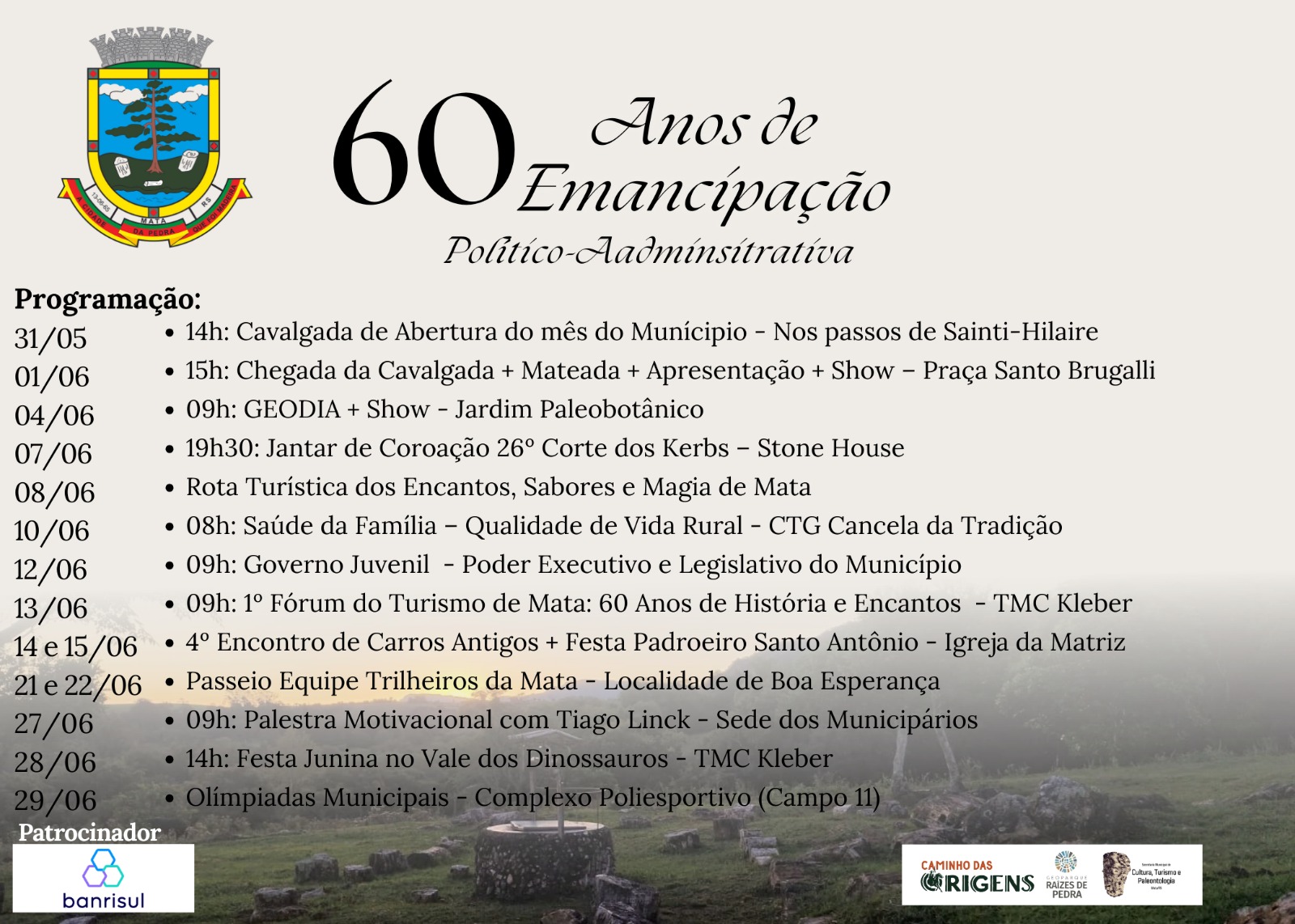 Programação especial dos 60 Anos de Emancipação de Mata/RS
