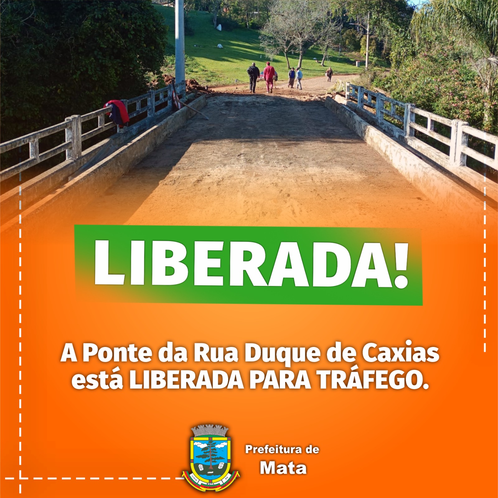 A ponte da Rua Duque de Caxias está liberada para passagem de veículos e pedestres